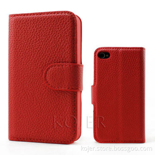 Leather Flip Smartphone Cases, Suitable for iPhone 5, with Plastic Shell Inside
